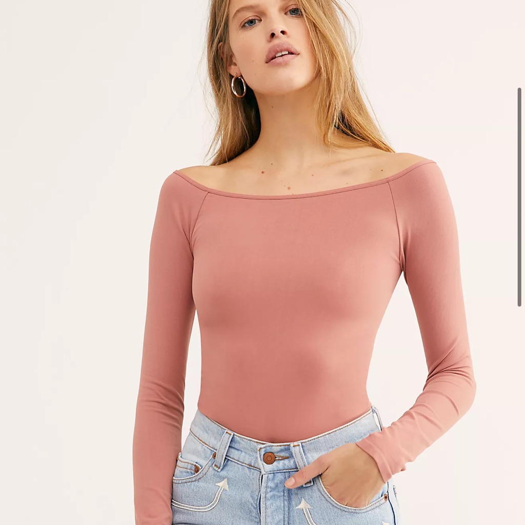 Free People Intimately Off-Shoulder Long Sleeve Top - Dusty Rose